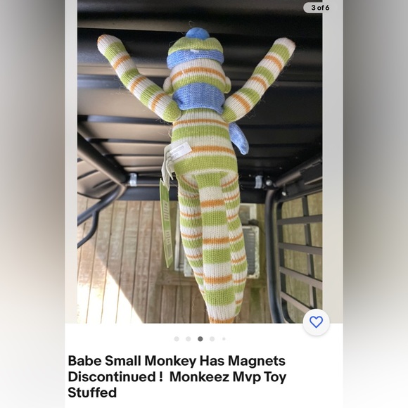 Babe striped small monkey - monkeez-Size Magnets Discontinued Last One! NWT - Picture 4 of 5